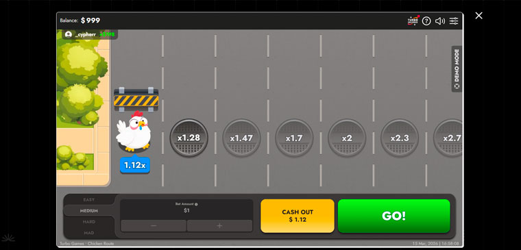 Chicken route crash game